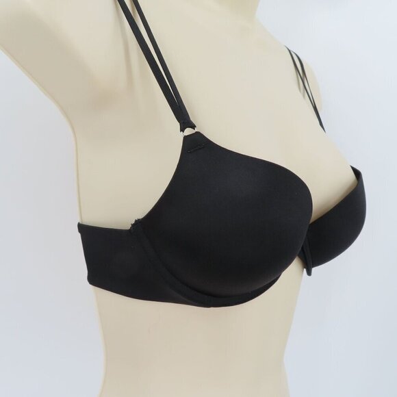 Aerie 32B Maddie Push Up Bra Padded Underwire Strappy Straps Solid Black Women - Picture 2 of 15